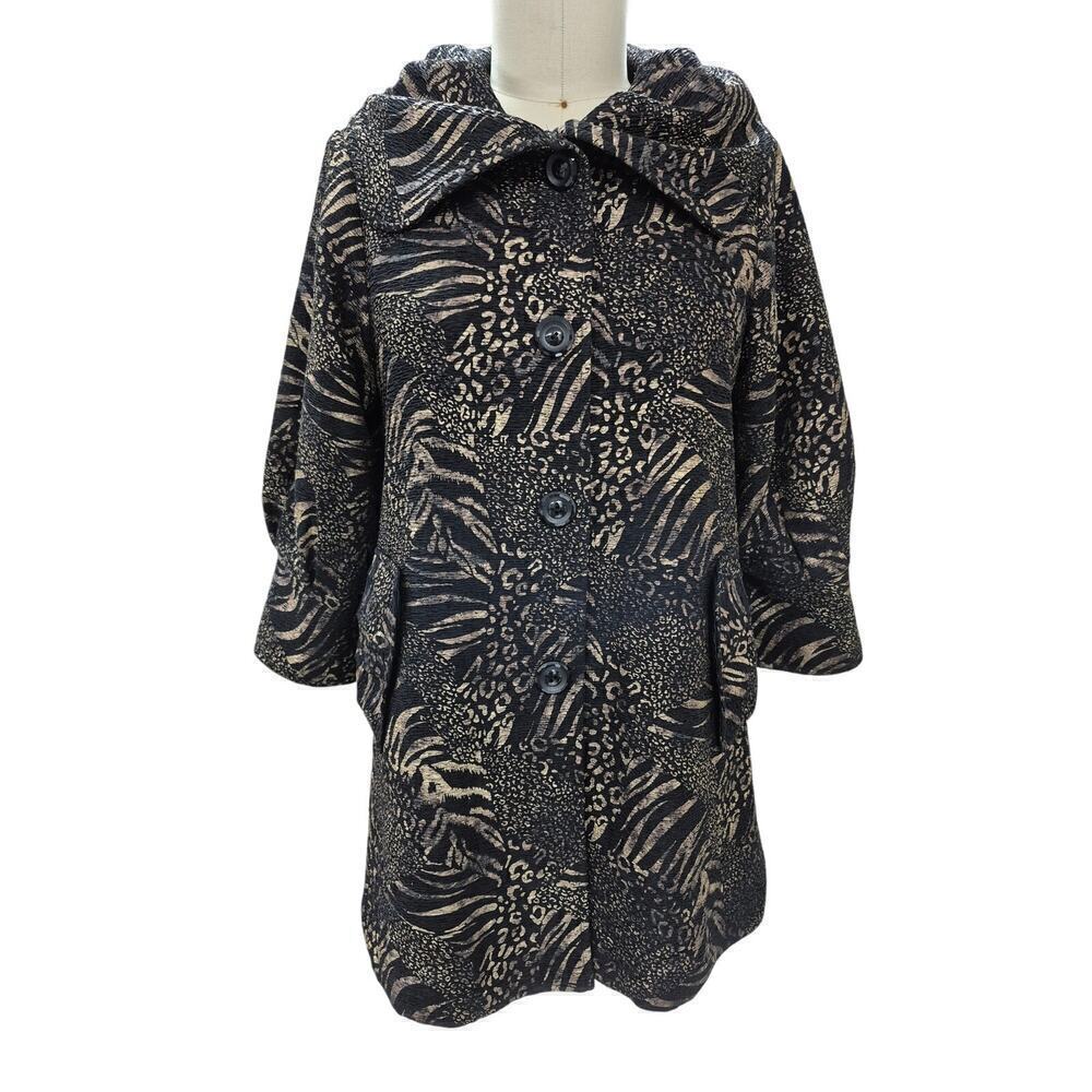 Simonton Says George Simonton 100% Polyester Animal Print Coat Sz M
